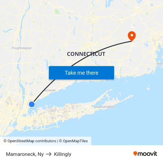 Mamaroneck to Killingly map