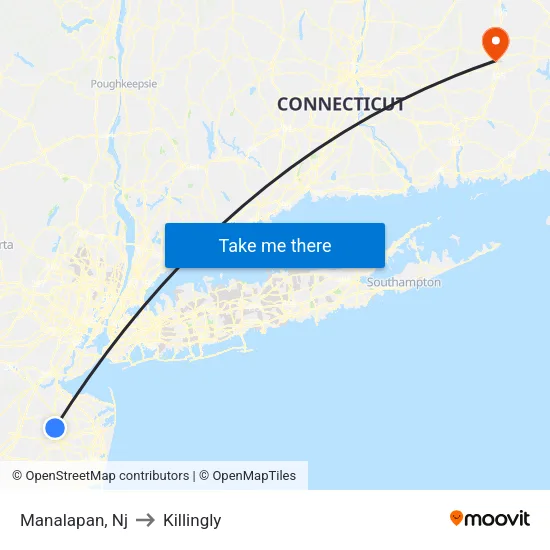 Manalapan to Killingly map