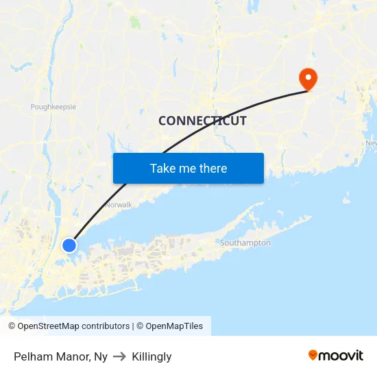 Pelham Manor to Killingly map