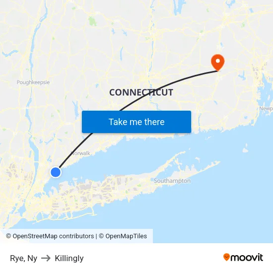 Rye to Killingly map