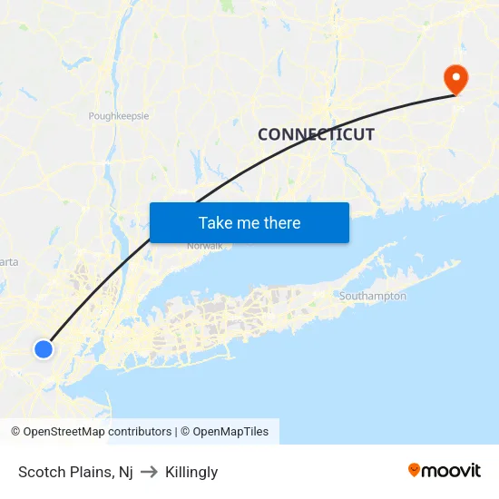 Scotch Plains to Killingly map