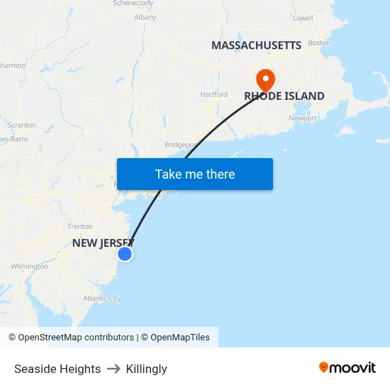 Seaside Heights to Killingly map