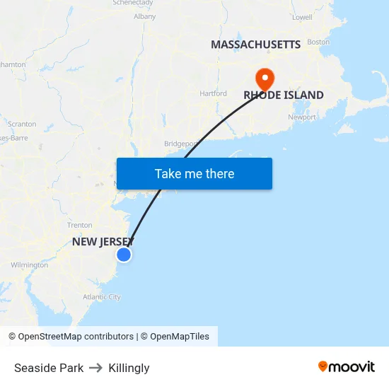 Seaside Park to Killingly map