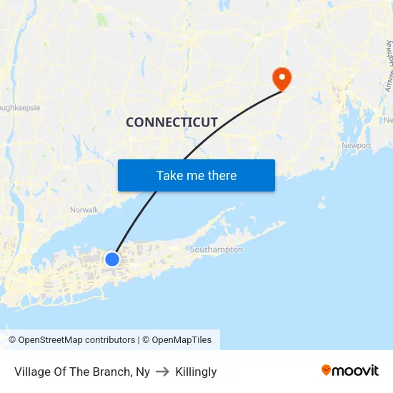 Village Of The Branch to Killingly map