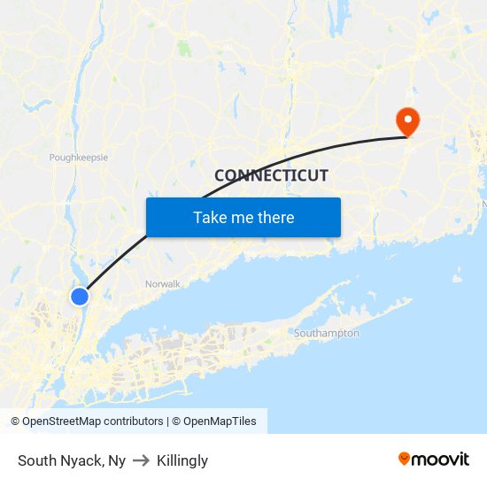 South Nyack, Ny to Killingly map