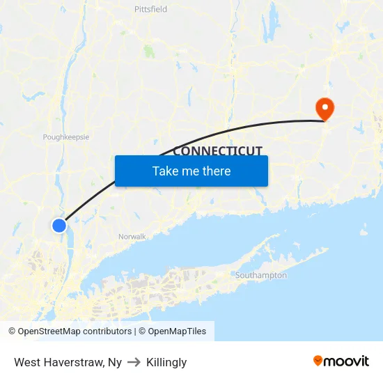 West Haverstraw to Killingly map