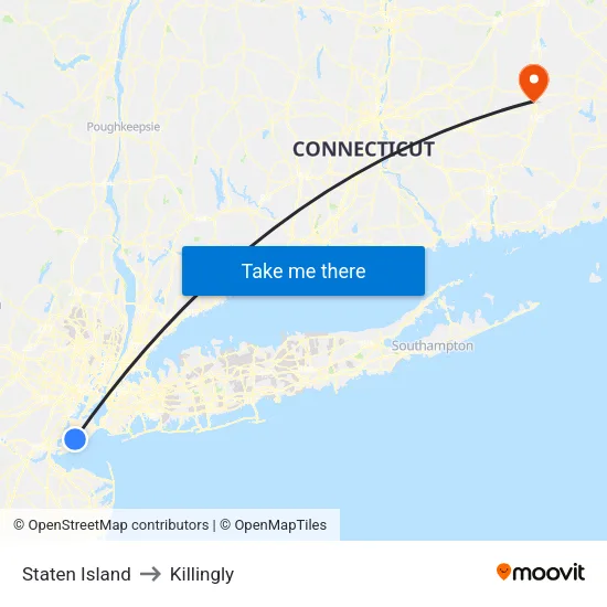 Staten Island to Killingly map