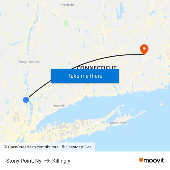Stony Point to Killingly map