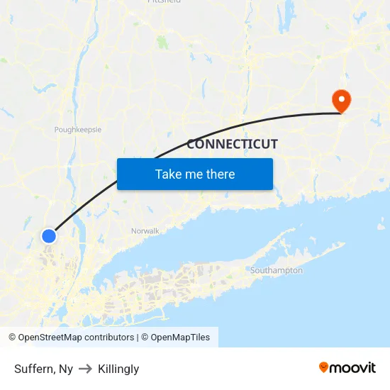 Suffern to Killingly map