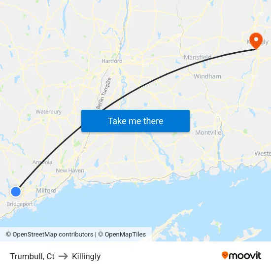Trumbull to Killingly map