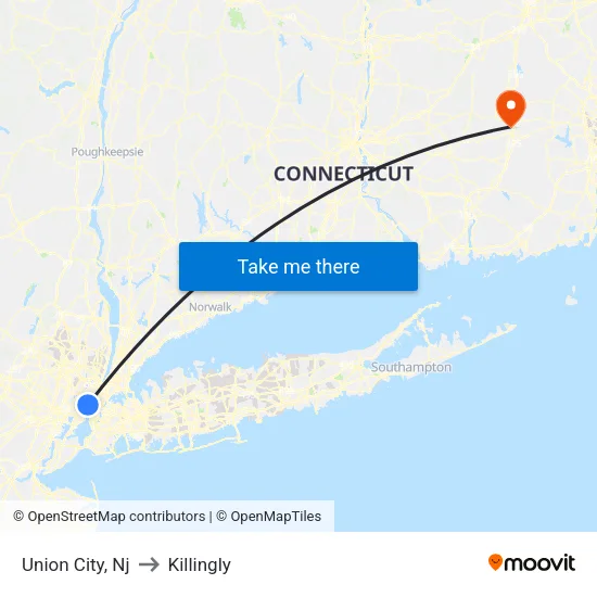 Union City to Killingly map