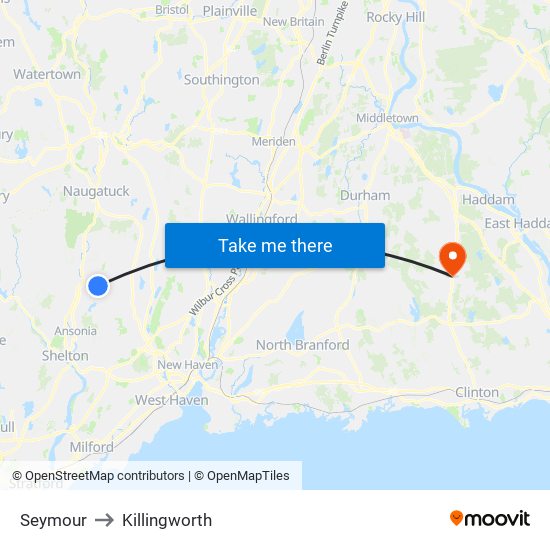 Seymour to Killingworth map