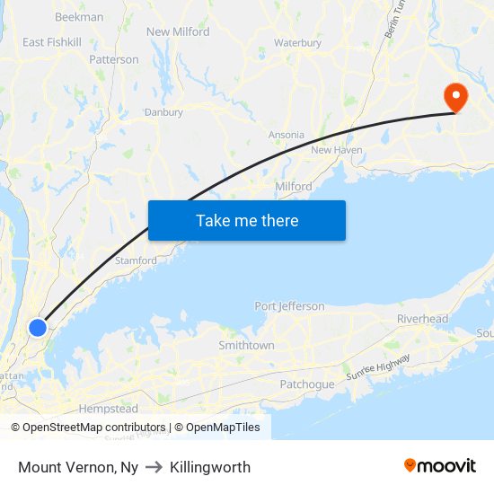 Mount Vernon, Ny to Killingworth map