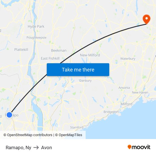 Ramapo, Ny to Avon map