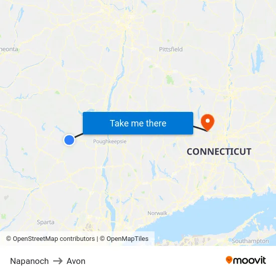 Napanoch to Avon map