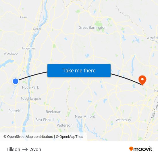 Tillson to Avon map