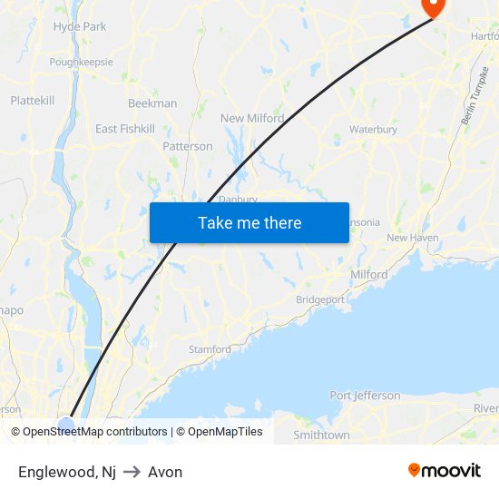 Englewood, Nj to Avon map