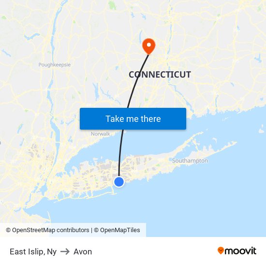 East Islip, Ny to Avon map