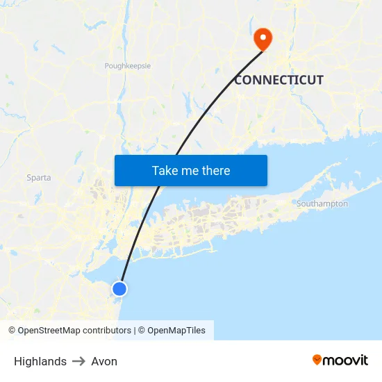 Highlands to Avon map