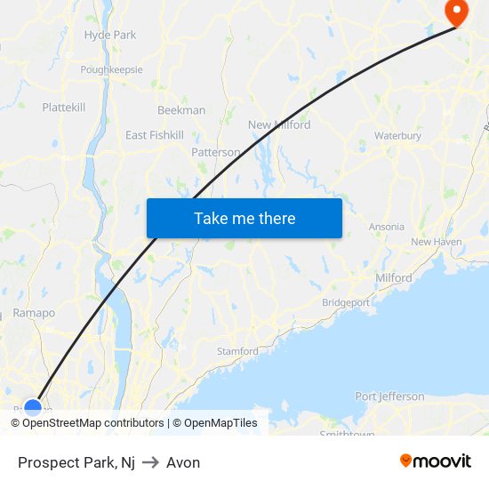 Prospect Park, Nj to Avon map