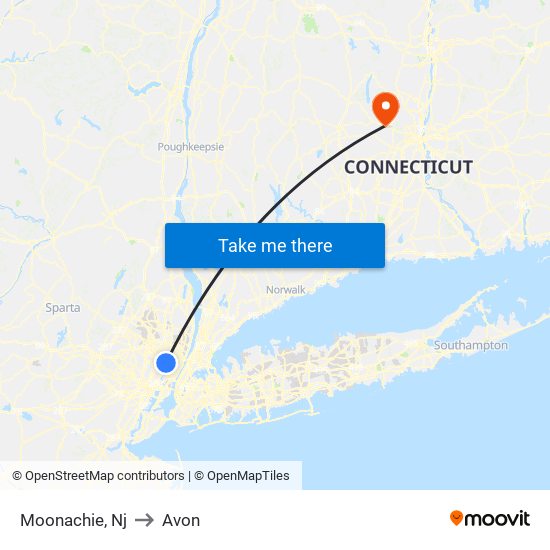 Moonachie, Nj to Avon map