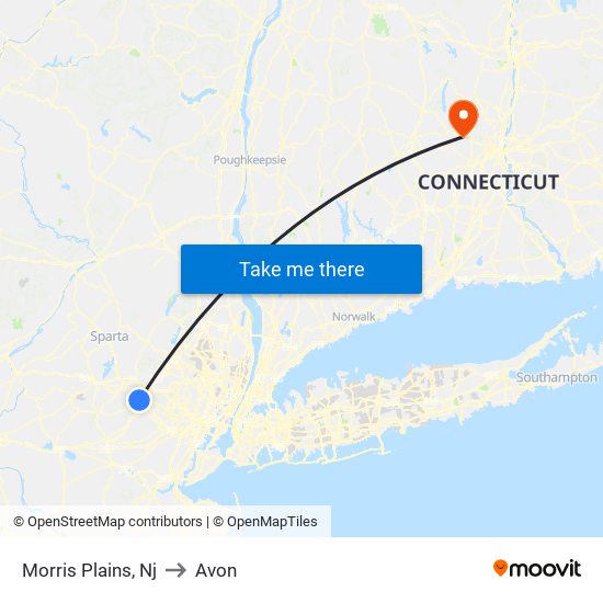 Morris Plains, Nj to Avon map