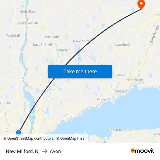 New Milford, Nj to Avon map