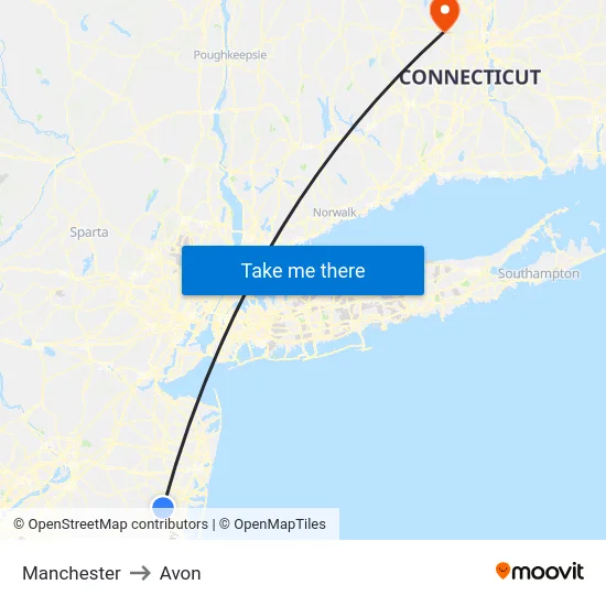 Manchester to Avon map