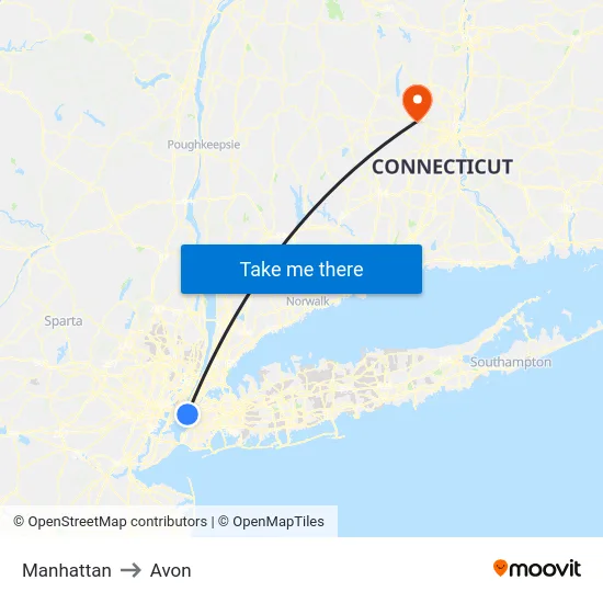 Manhattan to Avon map