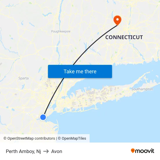 Perth Amboy to Avon map