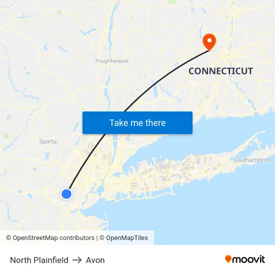 North Plainfield to Avon map