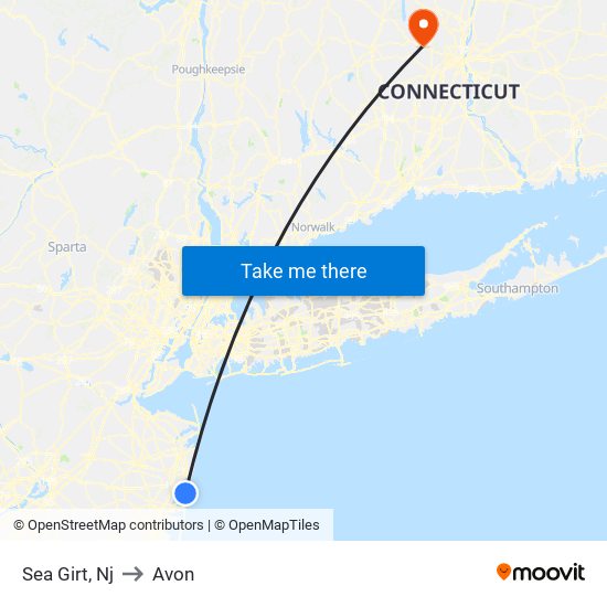 Sea Girt, Nj to Avon map