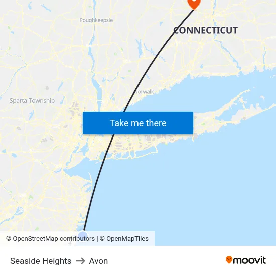 Seaside Heights to Avon map