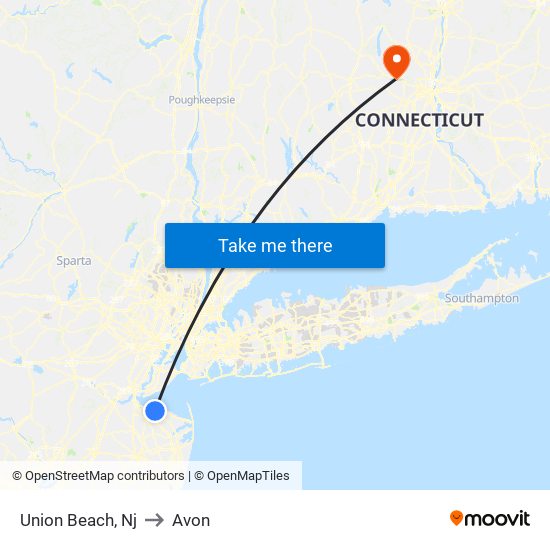 Union Beach, Nj to Avon map