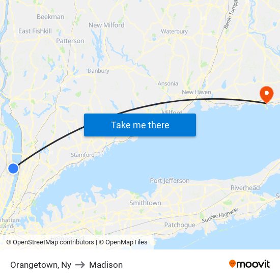 Orangetown, Ny to Madison map