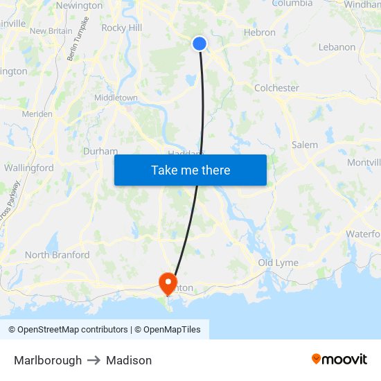 Marlborough to Madison map