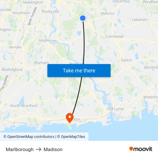 Marlborough to Madison map