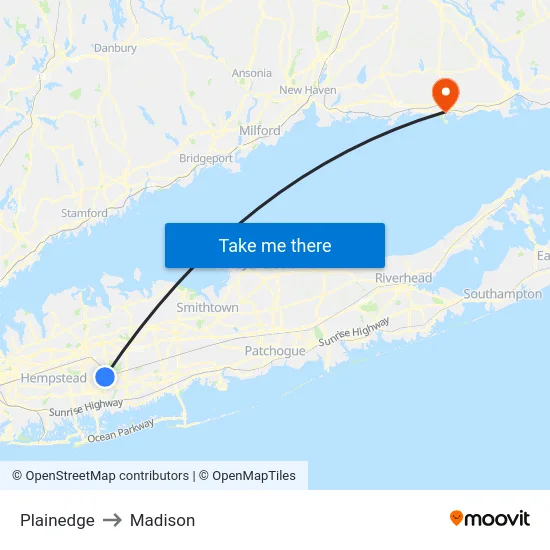 Plainedge to Madison map