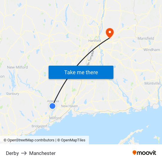 Derby to Manchester map