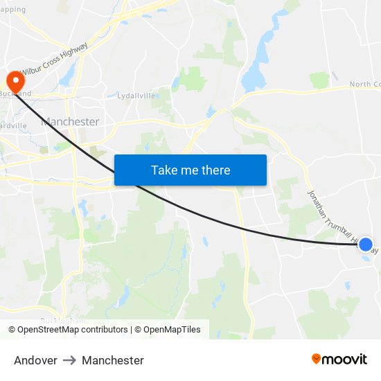 Andover to Manchester map