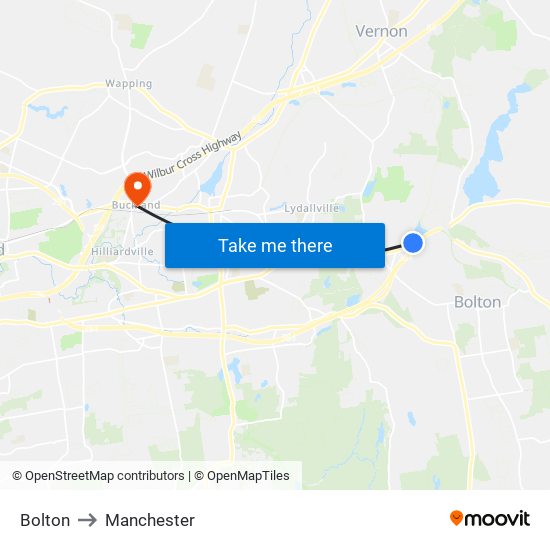 Bolton to Manchester map