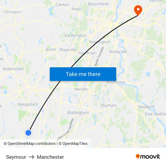 Seymour to Manchester map