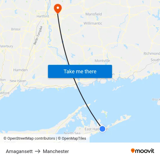 Amagansett to Manchester map