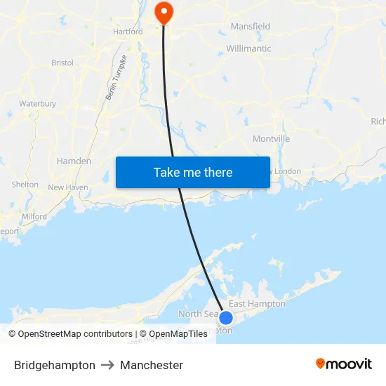 Bridgehampton to Manchester map