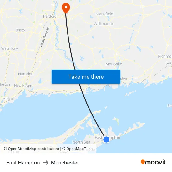 East Hampton to Manchester map
