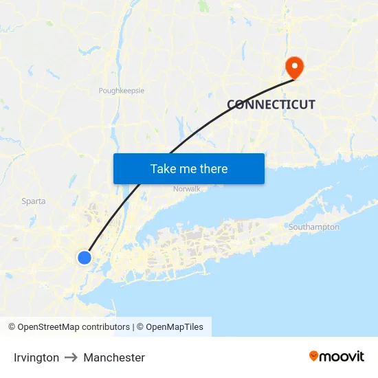 Irvington to Manchester map