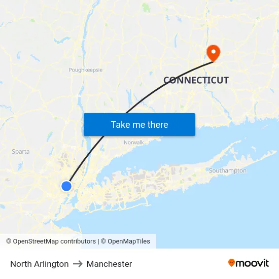 North Arlington to Manchester map
