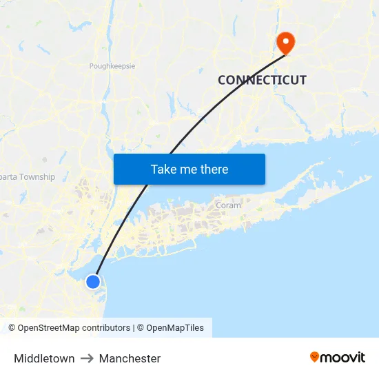 Middletown to Manchester map