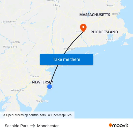 Seaside Park to Manchester map