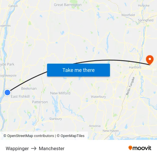 Wappinger to Manchester map